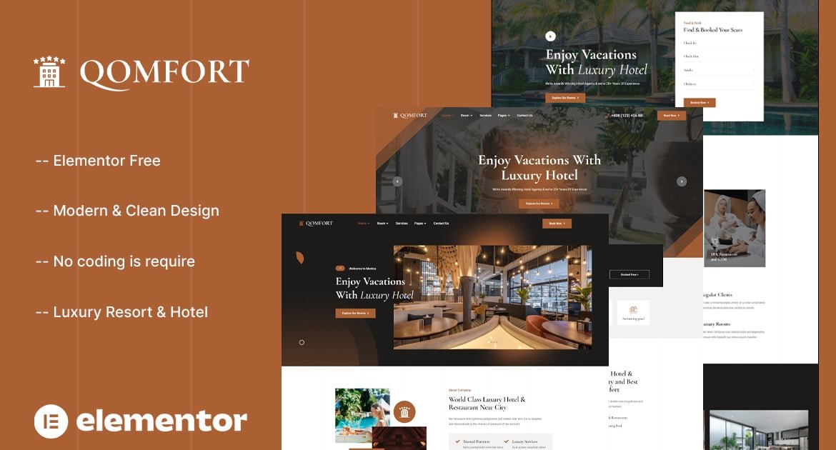 Qomfort – Hotel Booking Elementor Template Kit Qomfort – Hotel Booking Elementor Template Kit