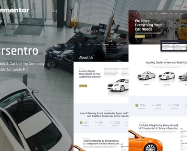 Carsentro – Car Dealer & Listing Company Elementor Template Kit