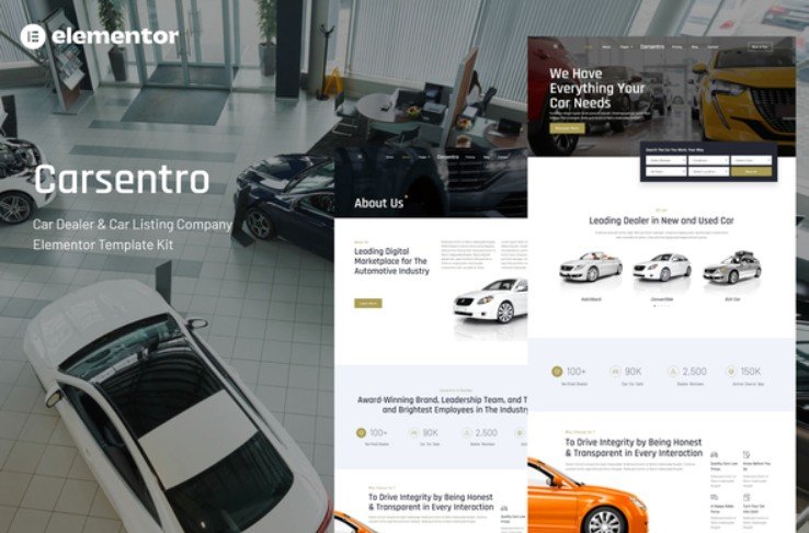 Carsentro – Car Dealer & Listing Company Elementor Template Kit
