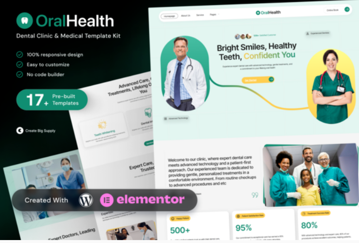 OralHealth – Dental Clinic & Medical Elementor Template Kit