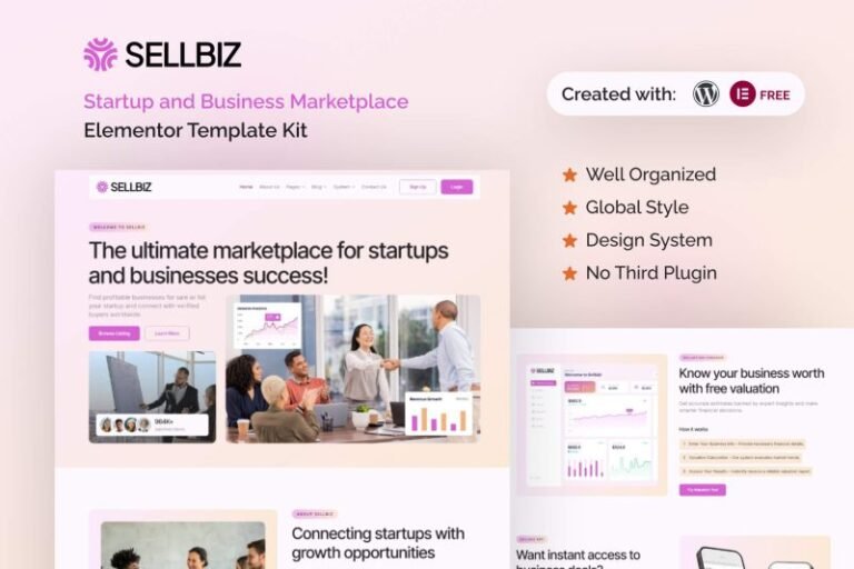 Sellbiz – Startup and Business Marketplace Elementor Template Kit