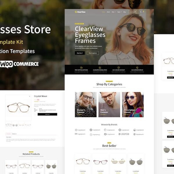 ClearView – Eyeglasses & Eyewear Store WooCommerce Elementor Template Kit