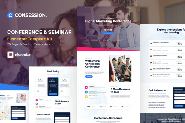 Consession – Conference & Seminar Elementor Template Kit