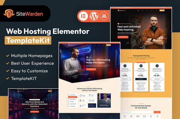 SiteWarden – Web Hosting Elementor Template Kit