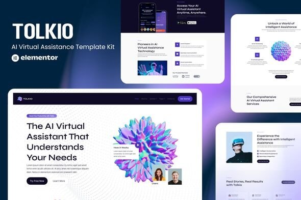 Tolkio – AI Virtual Assistance App Elementor Template Kit