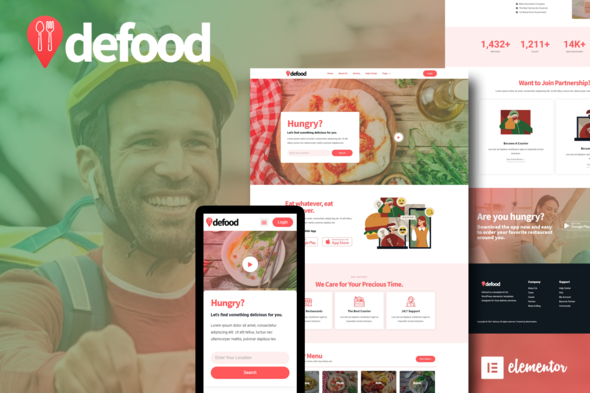 DeFood – Food Delivery Elementor Template Kit