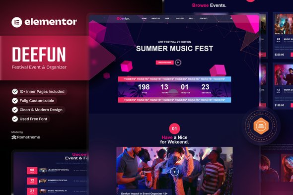 DeeFun – Festival & Event Organizer Elementor Template Kit