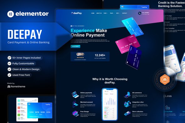 DeePay – Card Payment & Online Banking Elementor Template Kit