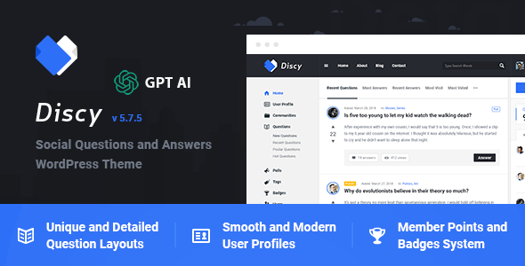 Discy – Social Questions and Answers WordPress Theme