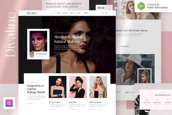 Divaline – Makeup Artist Model & Beauty Elementor Template Kit