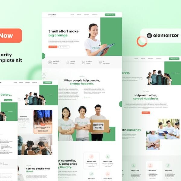 Donatenow – Donation & Charity Elementor Template Kit