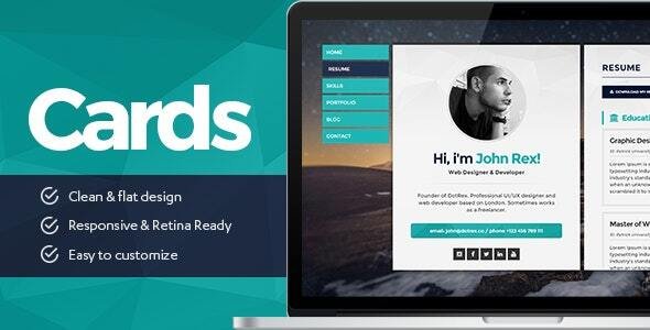 Cards – Resume & Portfolio WordPress Theme