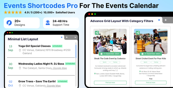 The Events Calendar Shortcode and Templates Pro – WordPress Plugin
